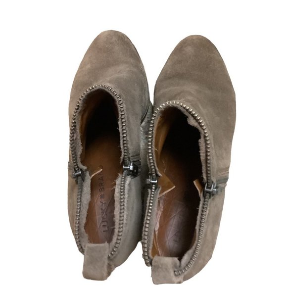 LUCKY BRAND Tan ZIPPER Almond Toe Side Zip Bootie-Size 7 - Picture 5 of 10